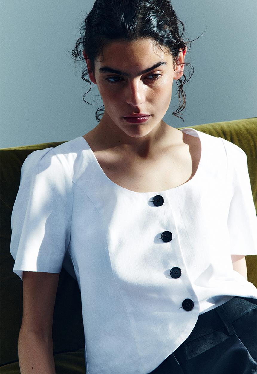 H&M - Scoop-neck blouse - white