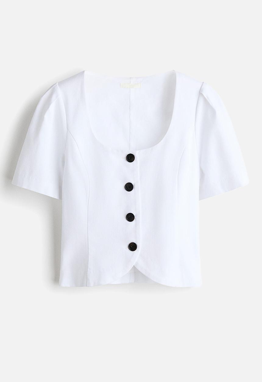 H&M - Scoop-neck blouse - white