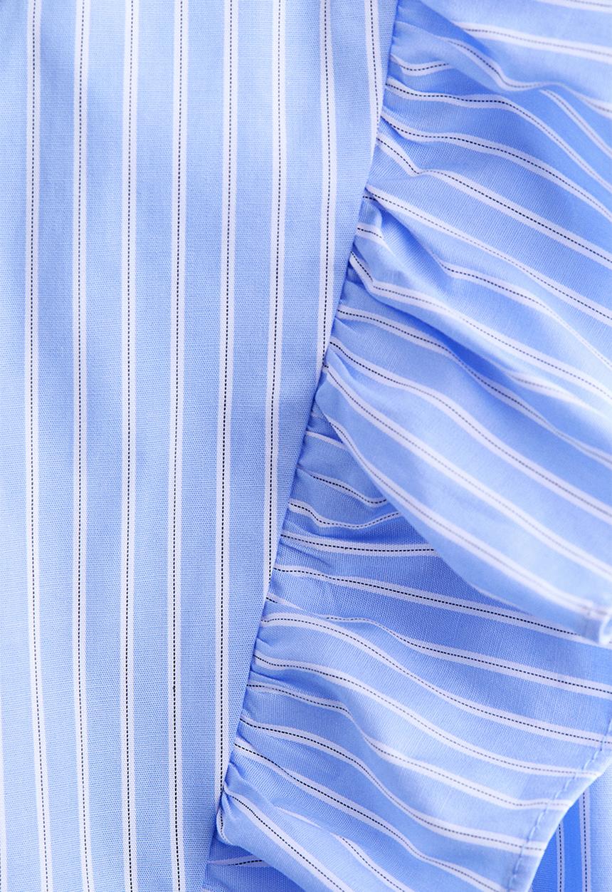 H&M - Poplin wrap blouse - light blue/striped
