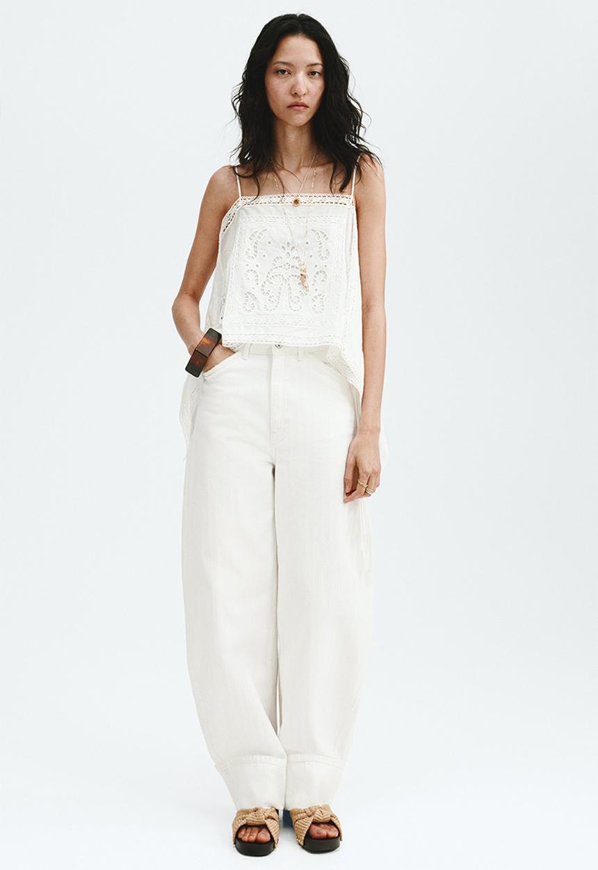 H&M - Barrel leg regular waist jeans - cream
