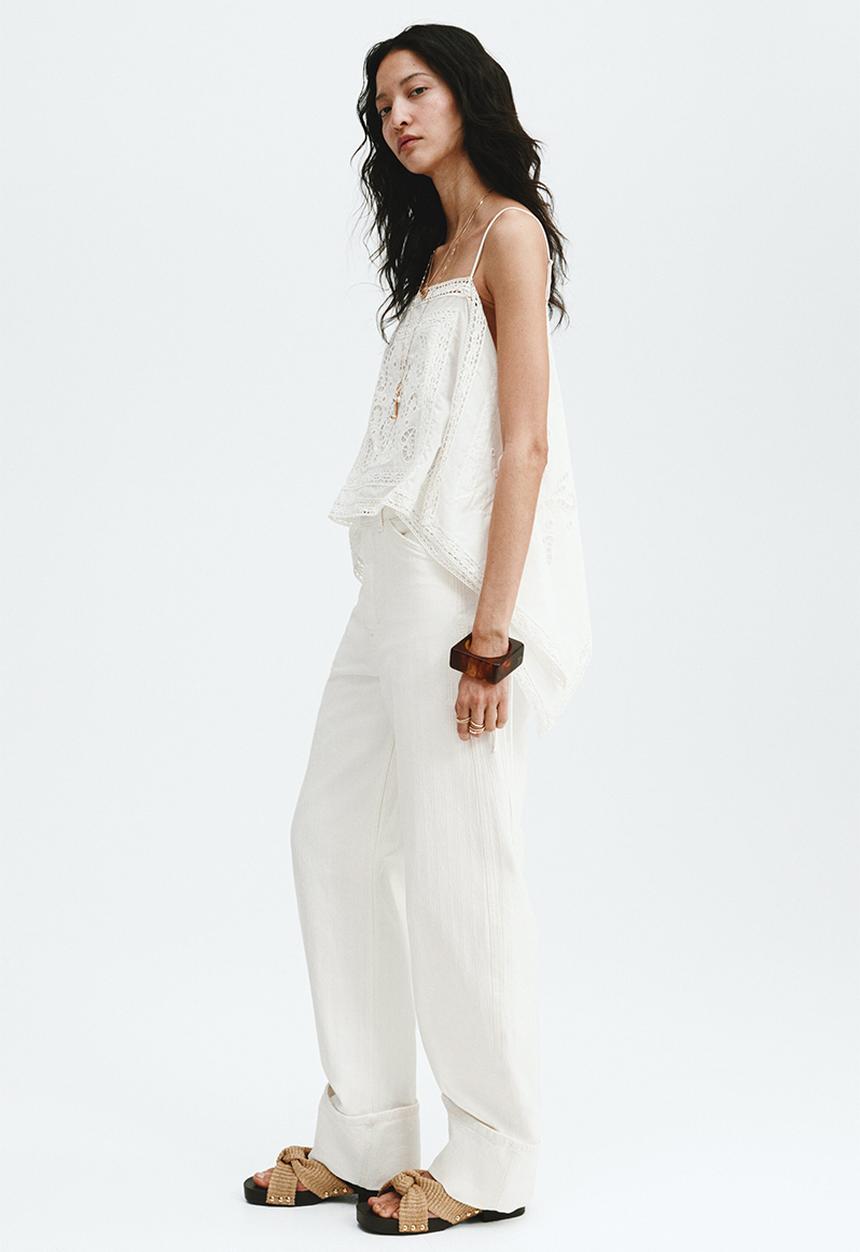 H&M - Barrel leg regular waist jeans - cream