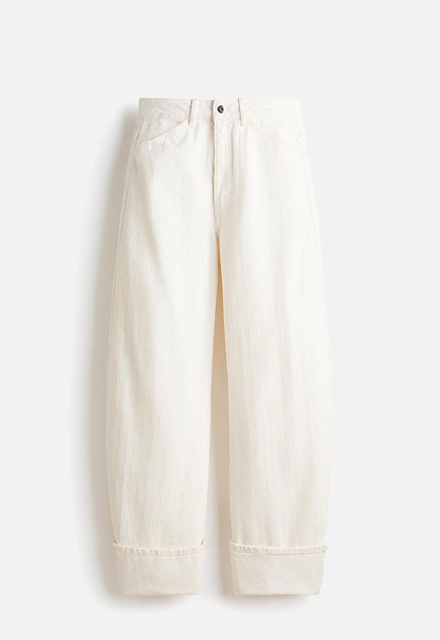 H&M - Barrel leg regular waist jeans - cream