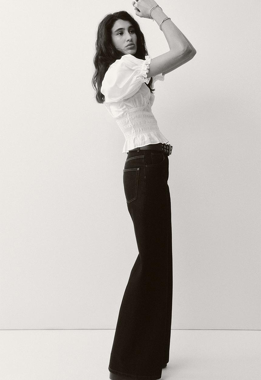 H&M - Smocked-waist blouse - white