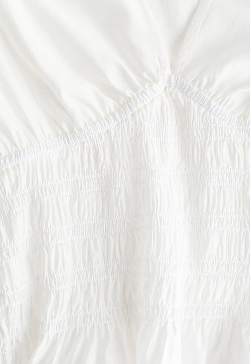 H&M - Smocked-waist blouse - white