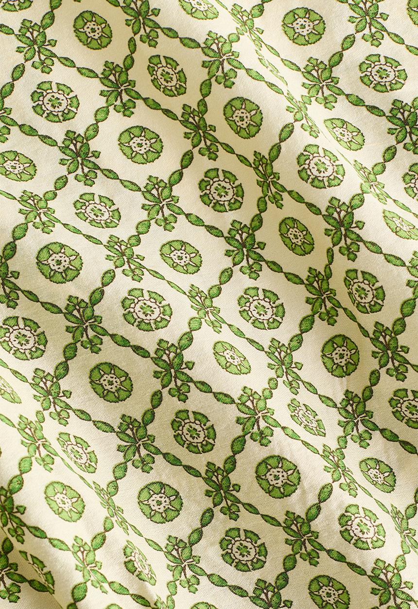 H&M - Smocked-waist blouse - green/patterned