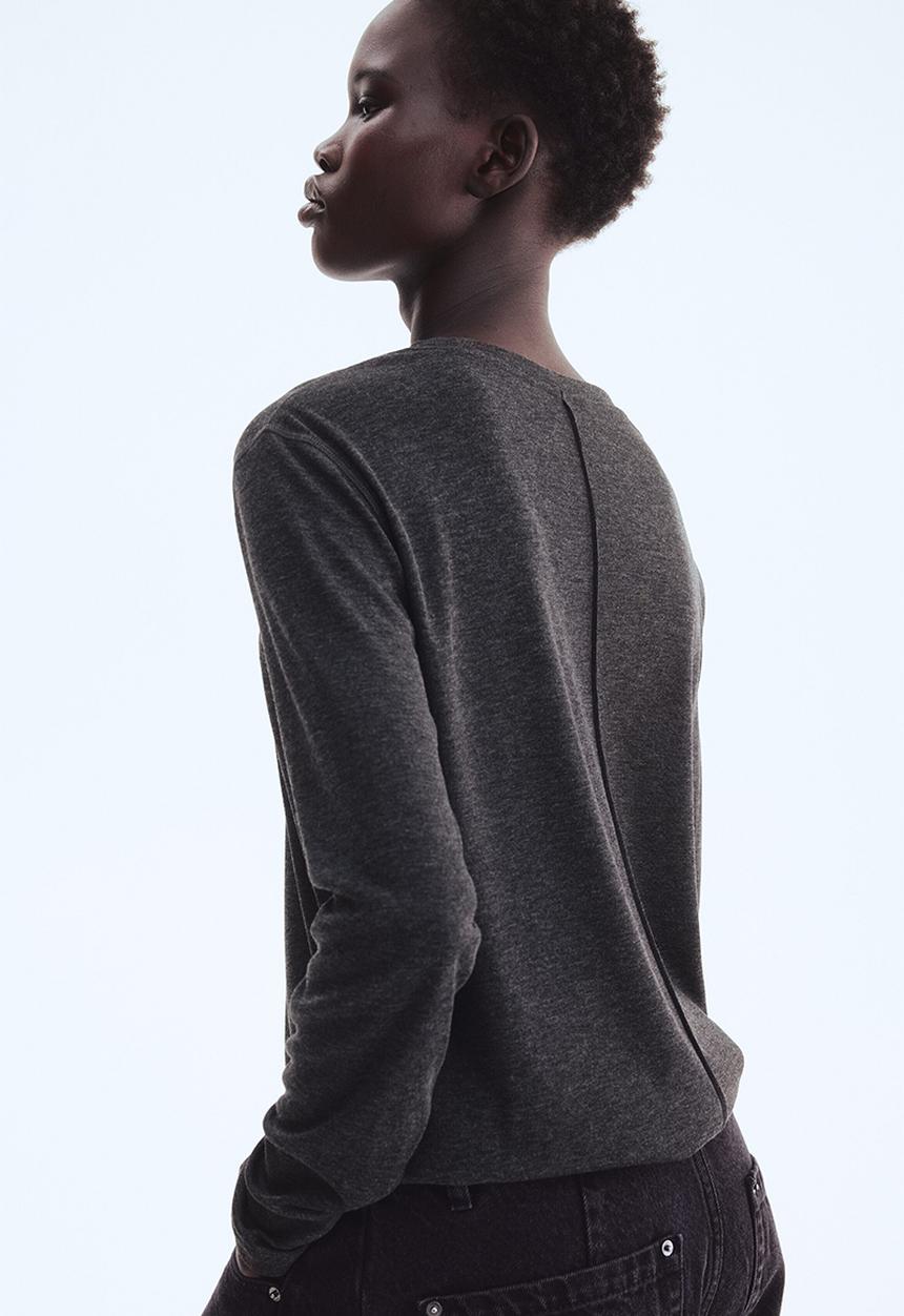 H&M - Long-sleeved top - dark grey marl