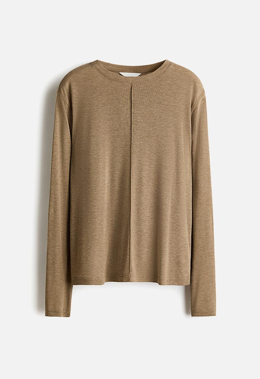 H&M - Long-sleeved top - beige marl