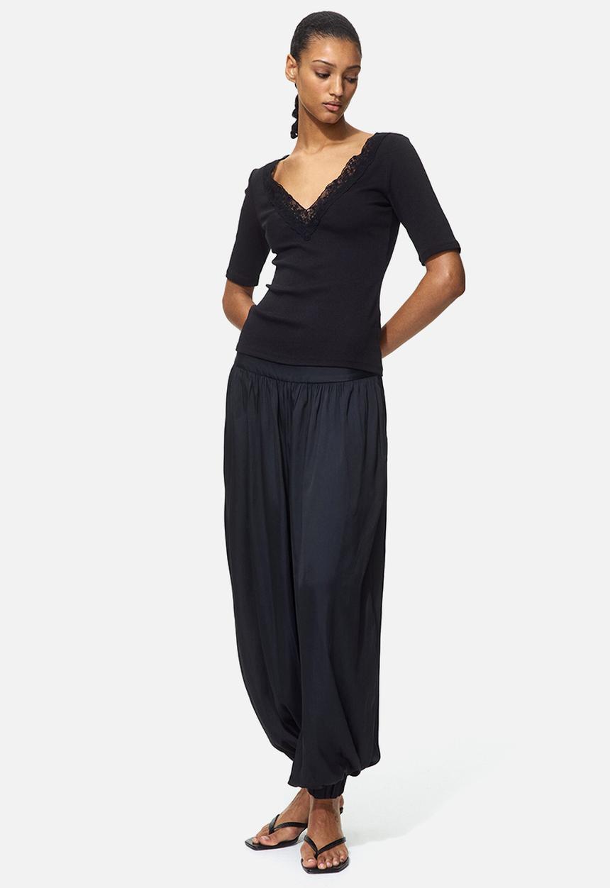 H&M - Ribbed v-neck top - black