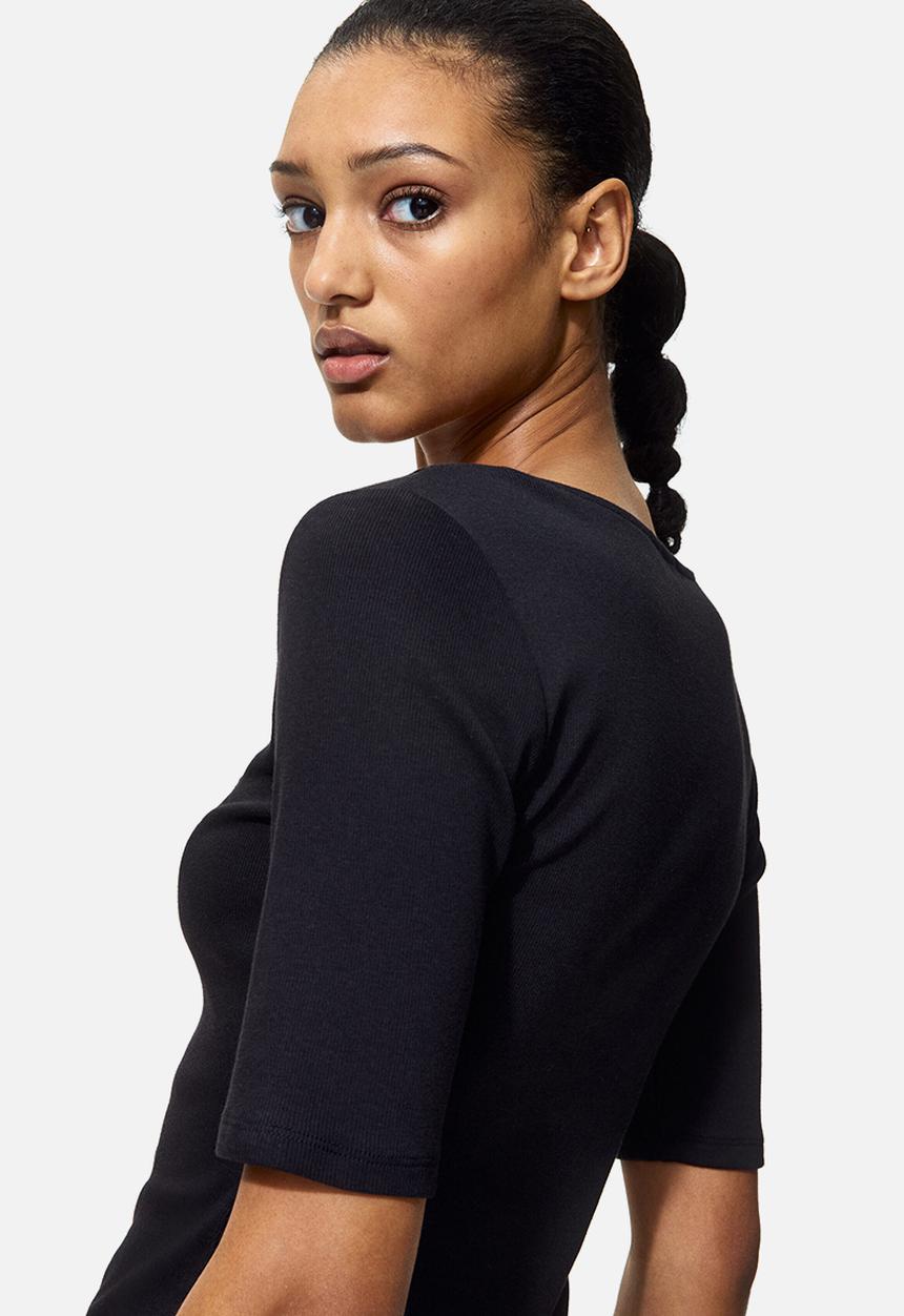 H&M - Ribbed v-neck top - black