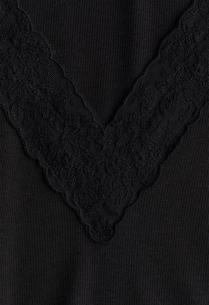 H&M - Ribbed v-neck top - black