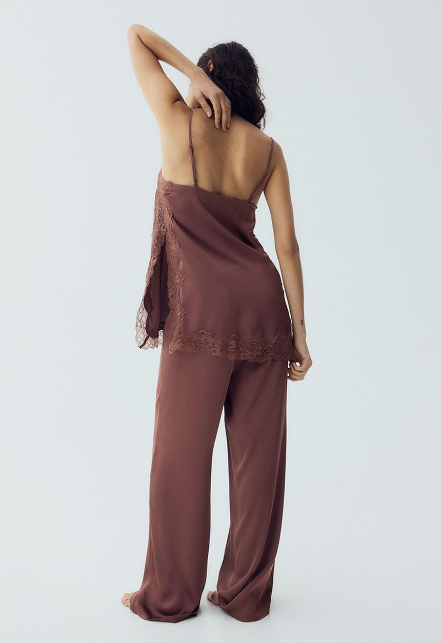 H&M - Satin pyjamas - dark dusty pink