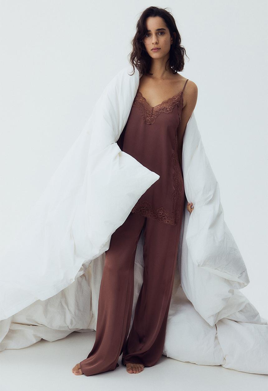 H&M - Satin pyjamas - dark dusty pink