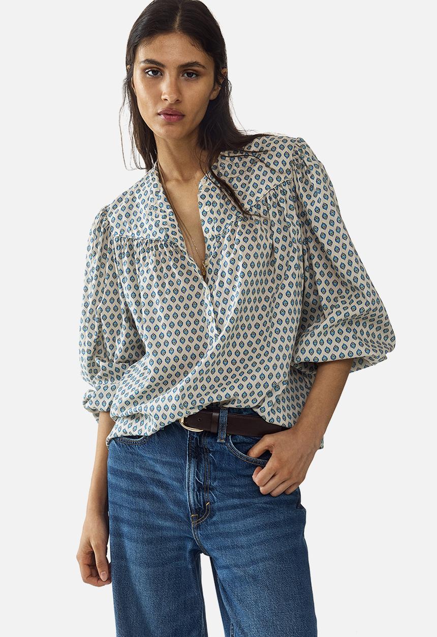 H&M - Oversized blouse - light beige/patterned