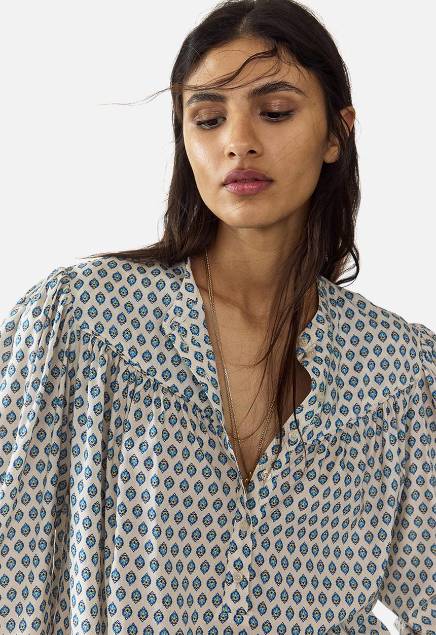 H&M - Oversized blouse - light beige/patterned