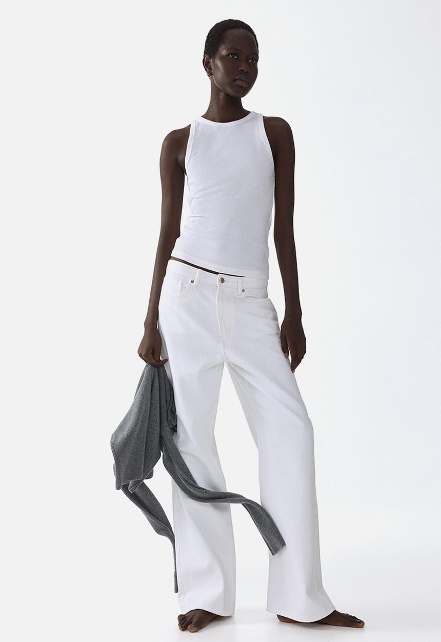 H&M - Ribbed cotton vest top - white