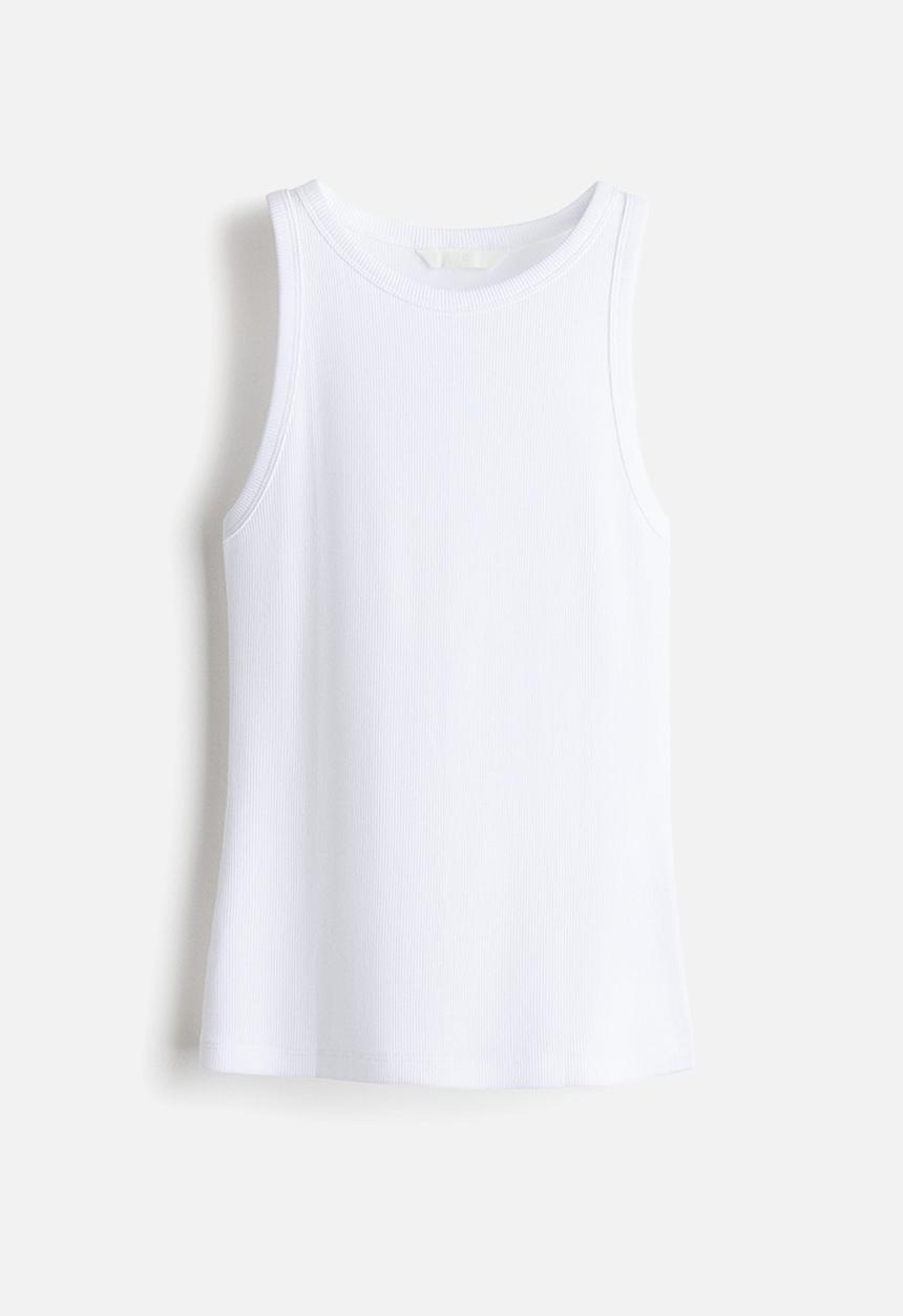 H&M - Ribbed cotton vest top - white
