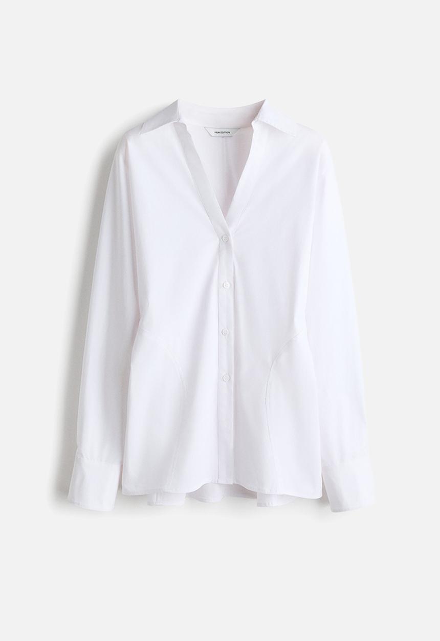 H&M - Waisted cotton shirt - white