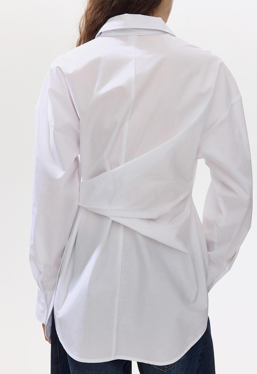 H&M - Tie-detail cotton shirt - white