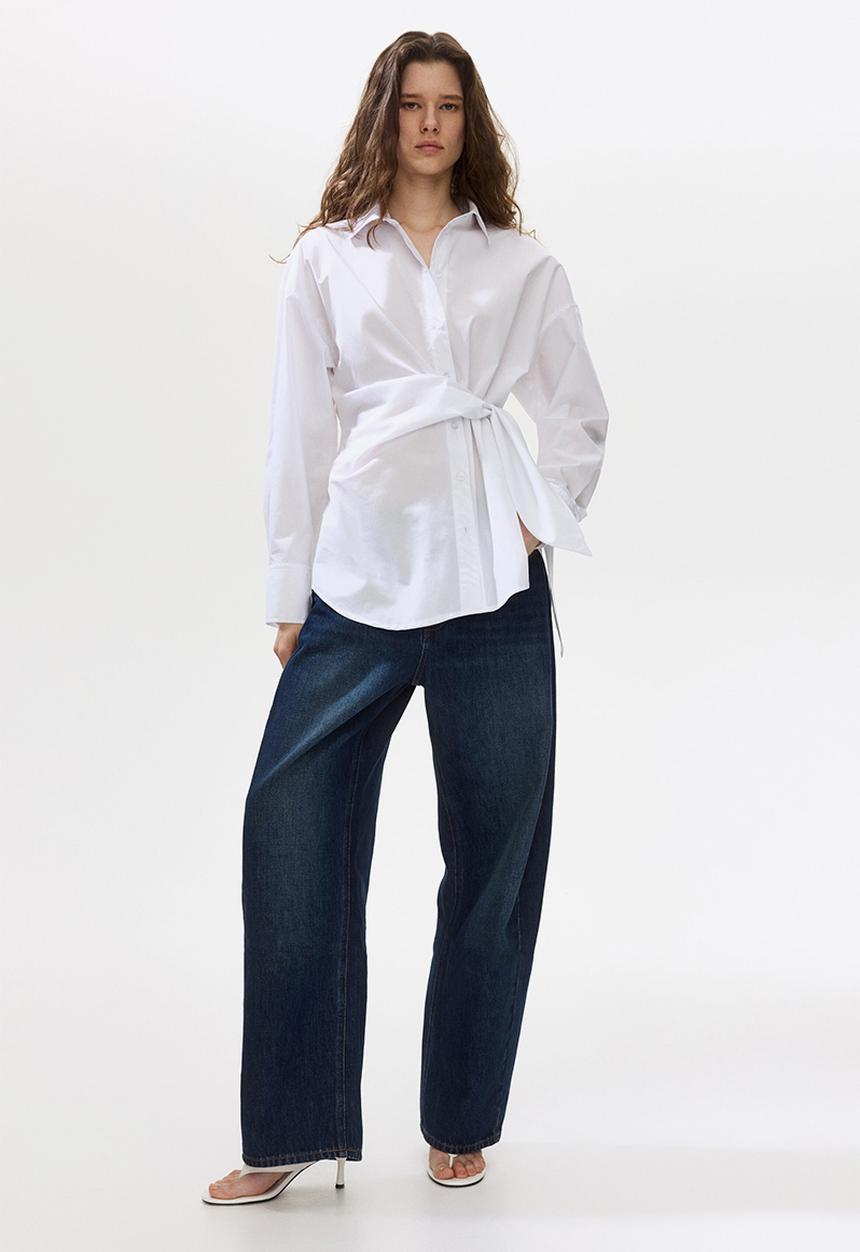 H&M - Tie-detail cotton shirt - white