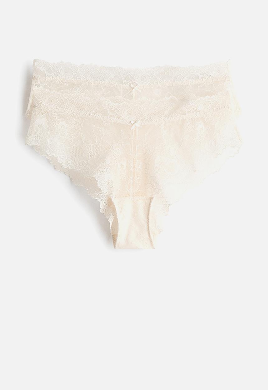 H&M - 2-pack lace hipster briefs - cream