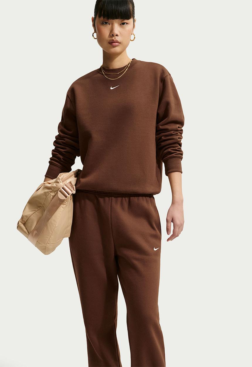 Nike - W Nike Studio Fleece Mw Mr Std Open Hem Pant - Cacao Wow/Sail