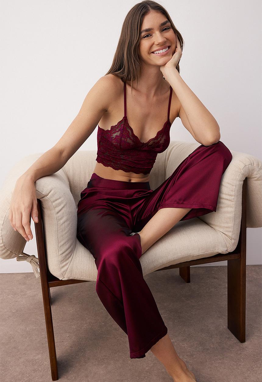 Trendyol - 3-piece dowry pajama set - burgundy