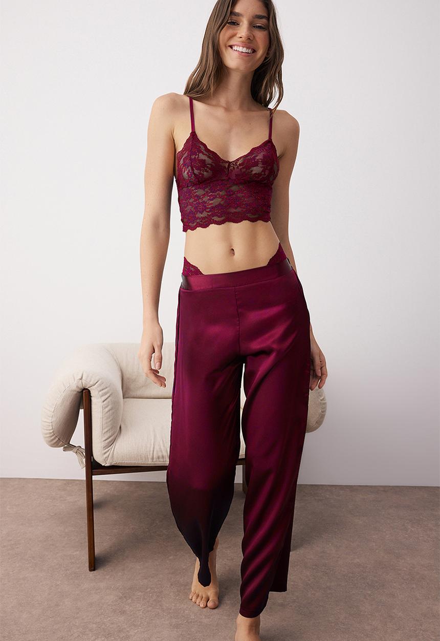 Trendyol - 3-piece dowry pajama set - burgundy
