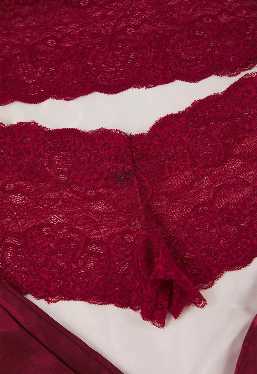 Trendyol - 3-piece dowry pajama set - burgundy