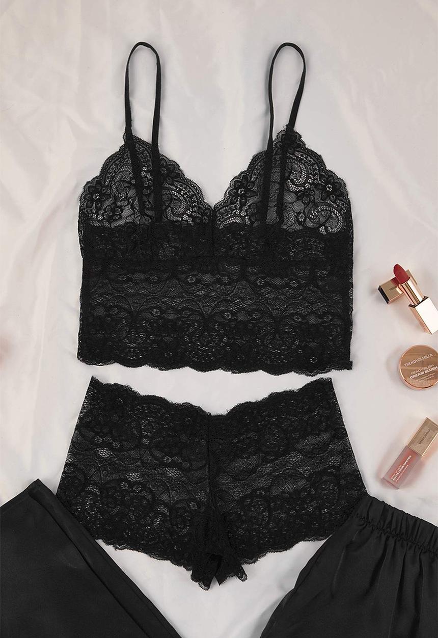 Trendyol - 3-piece pajama set - black