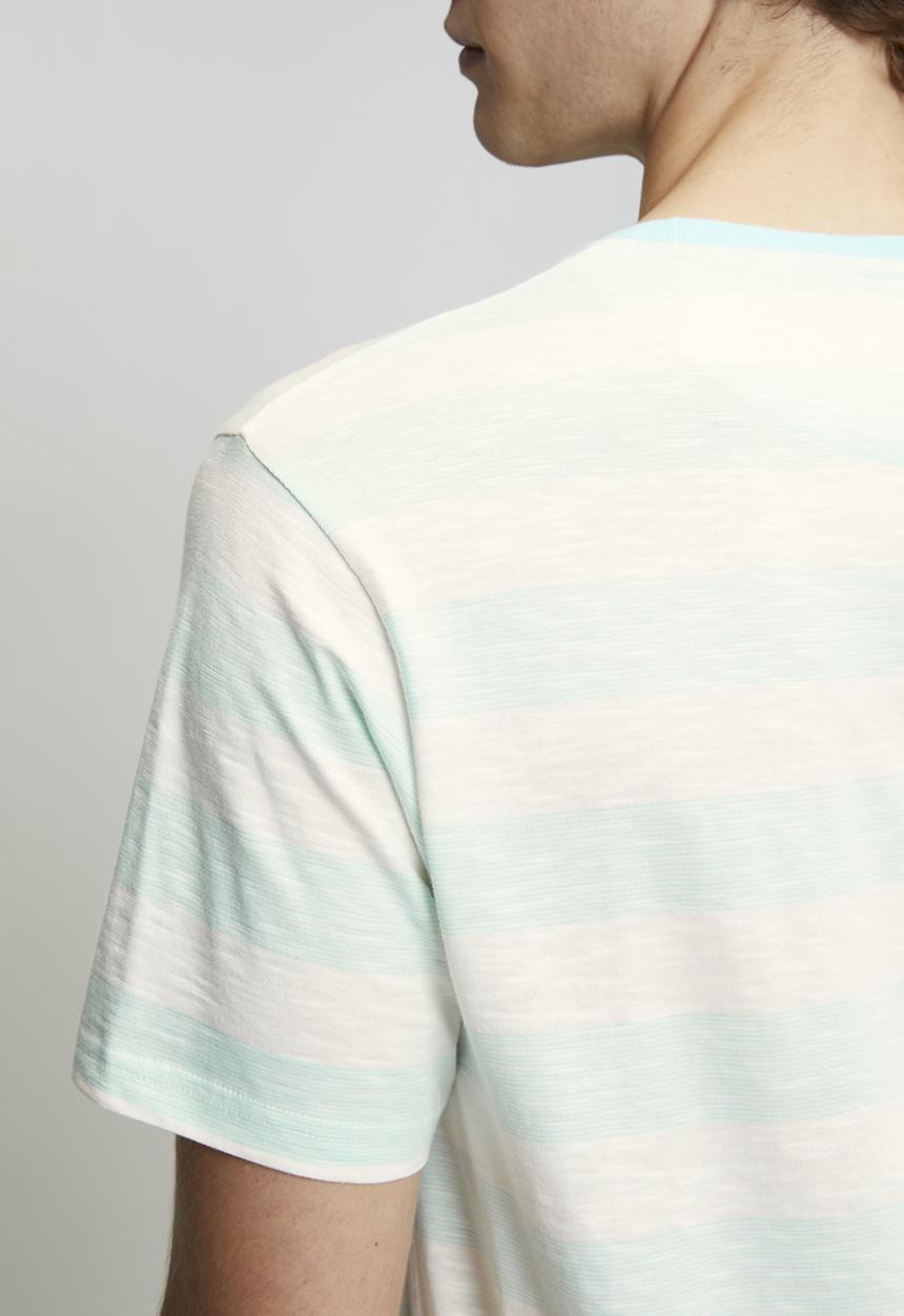 Brave Soul - Short Sleeved Crew Neck T-shirt - Pale Mint/ Off White