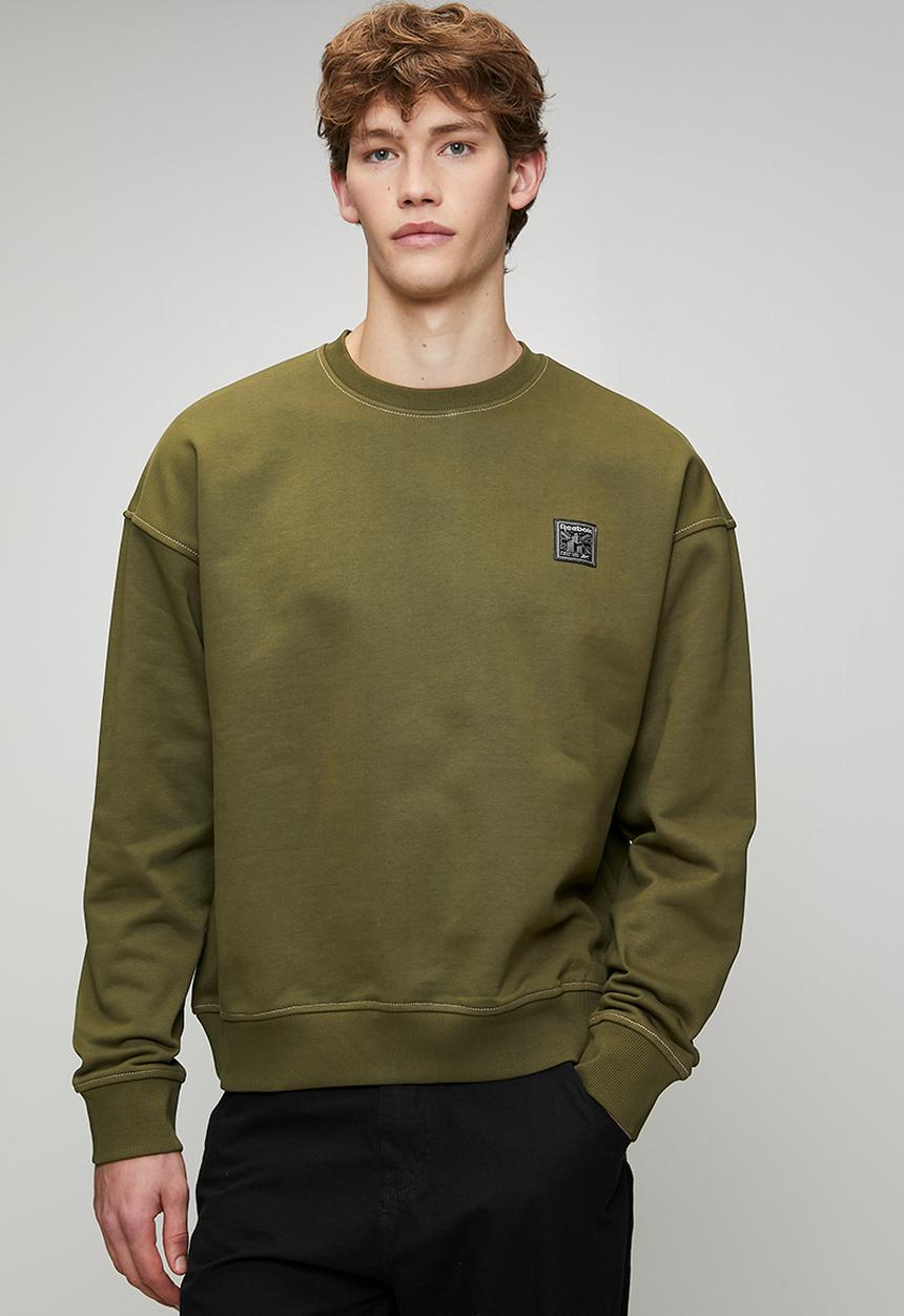 Reebok - Workwear Patch Logo Crew Neck - Olive Stone