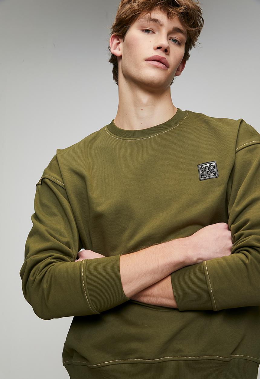 Reebok - Workwear Patch Logo Crew Neck - Olive Stone