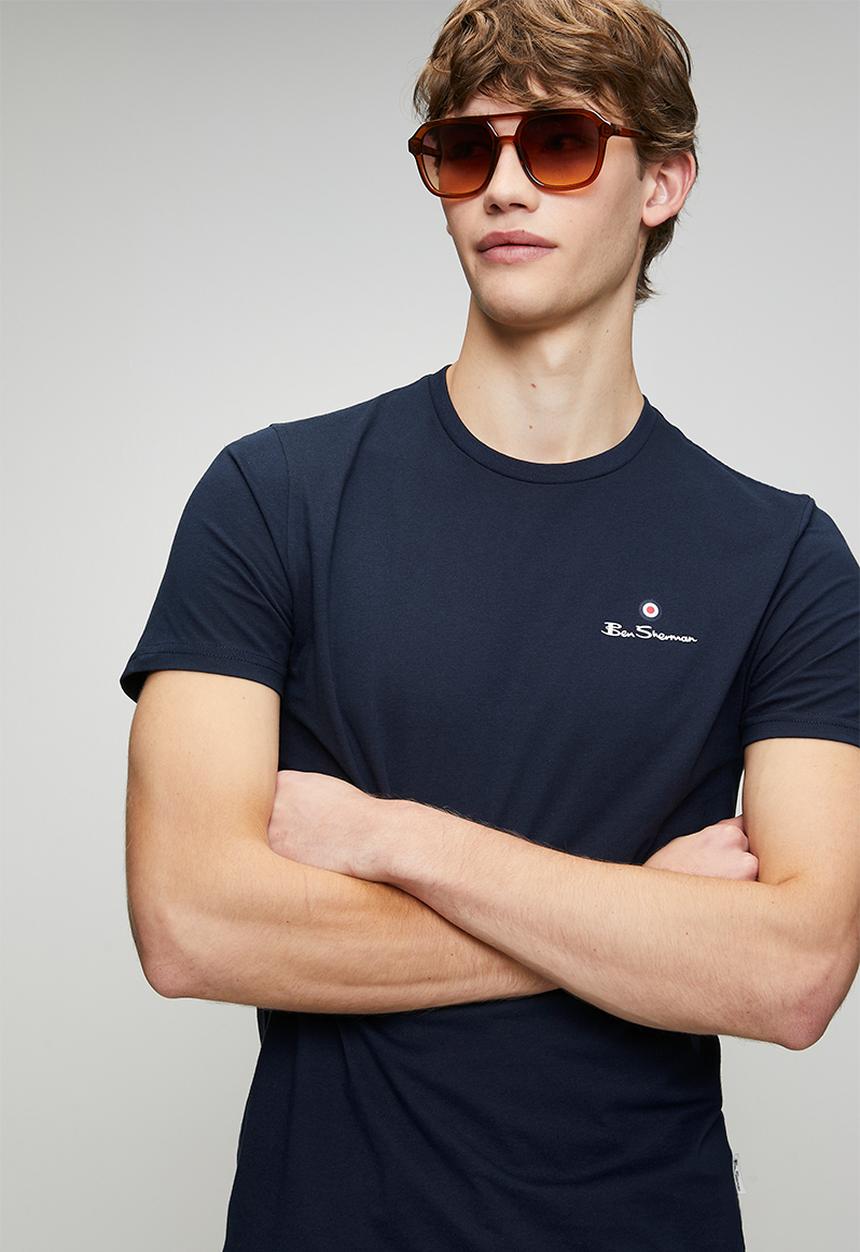 Ben Sherman - Essential Tar Prnt Crew Tee Shirt - Navy
