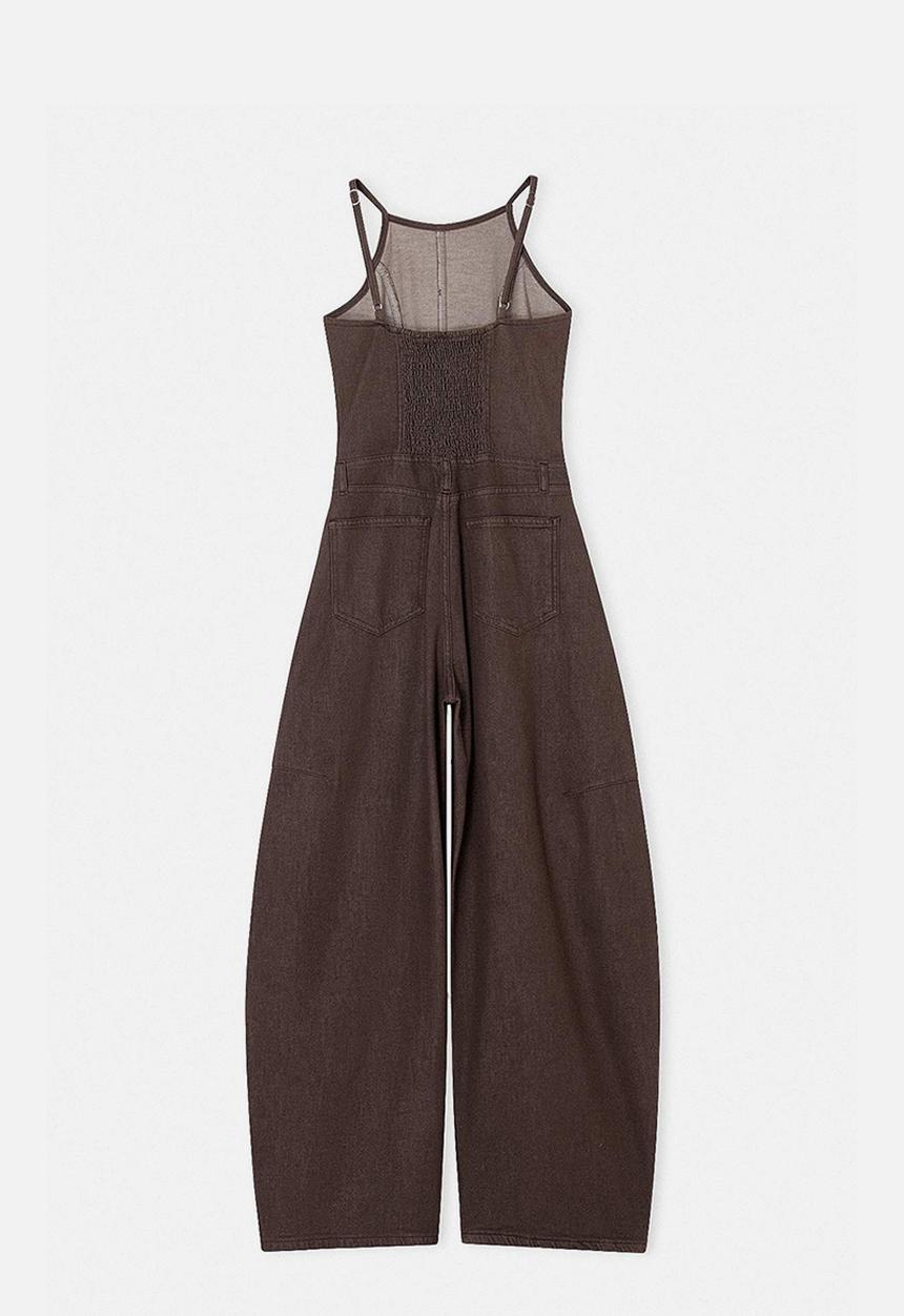 Trendyol - Strappy Relaxed Fit Denim Jumpsuit - Brown