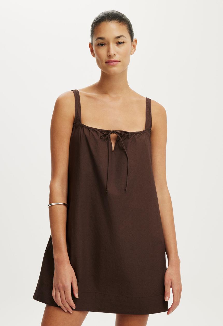 Cotton On - Willow Mini Dress - Dark Oak