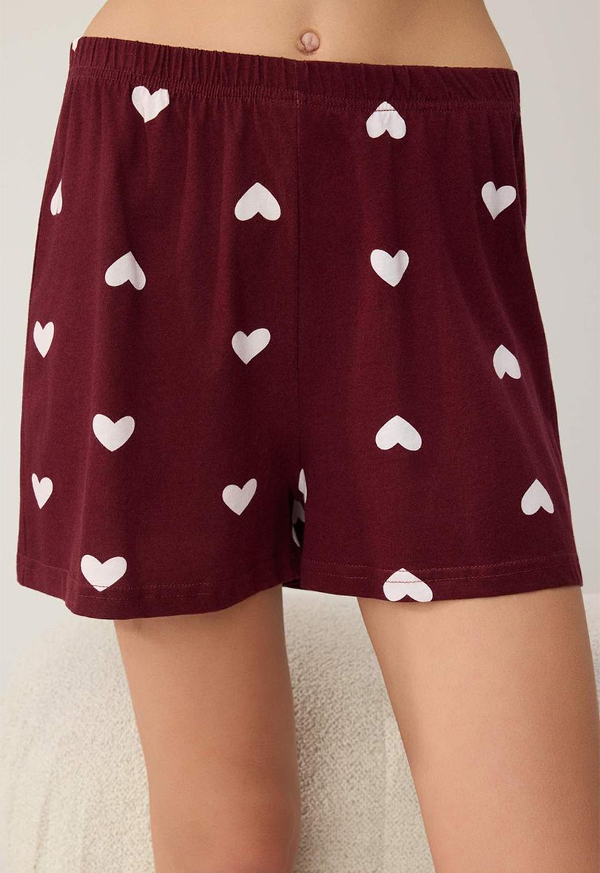 Trendyol - Hearted pajamas set - burgundy