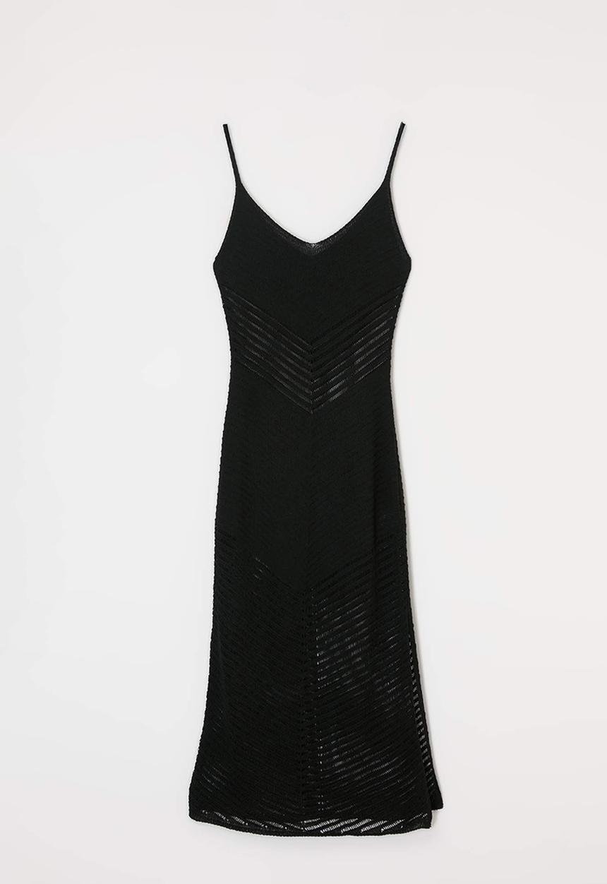 Trendyol - Plus beachwear midi v-neck knitwear beach dress - black