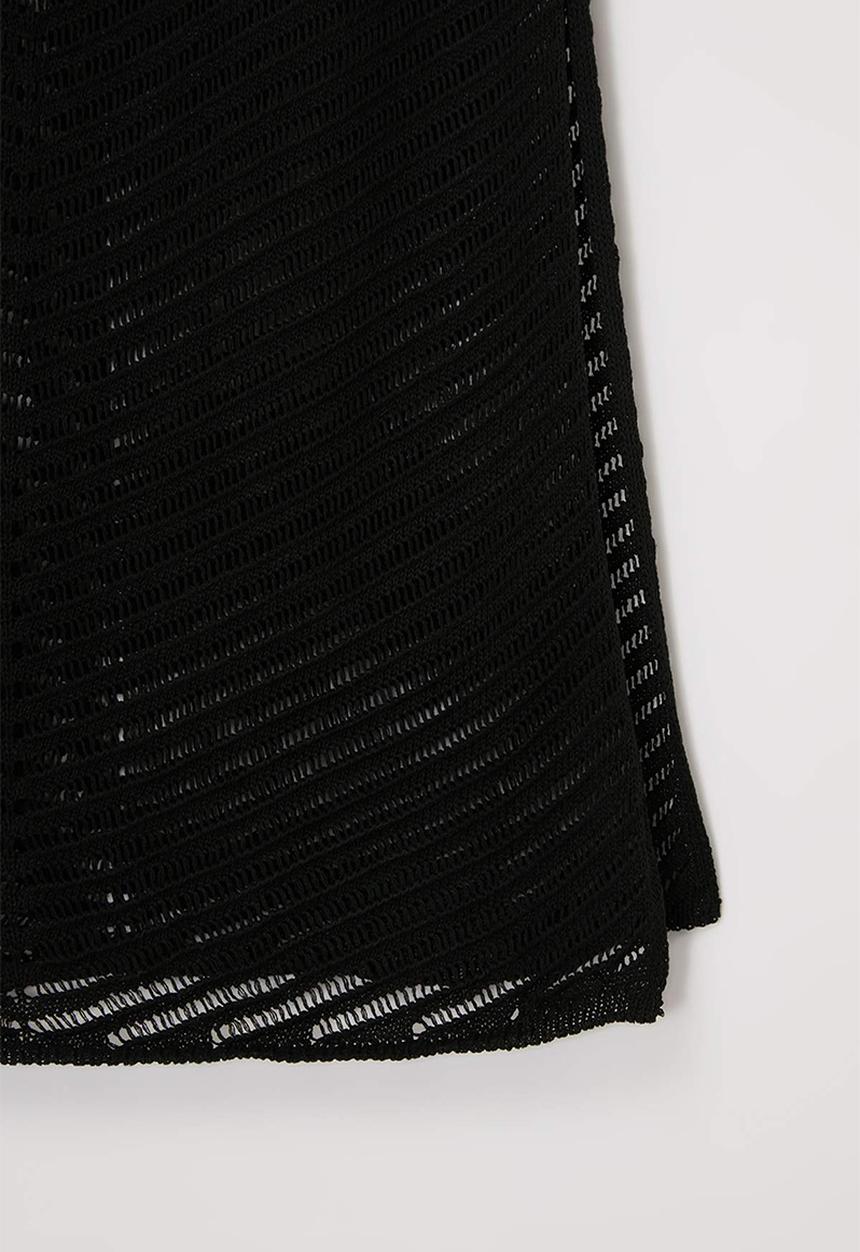 Trendyol - Plus beachwear midi v-neck knitwear beach dress - black