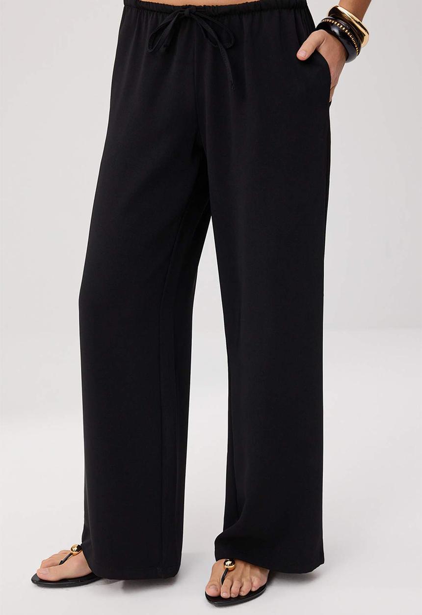 Trendyol - Sleeveless Blouse and Wide-Leg Trousers Set - Black