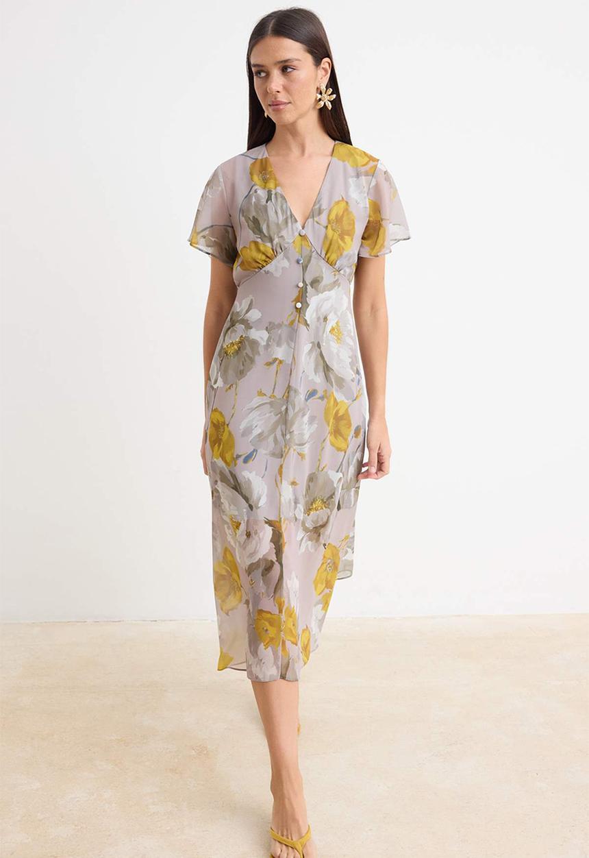Trendyol - Floral Chiffon Midi Dress - Multicolour