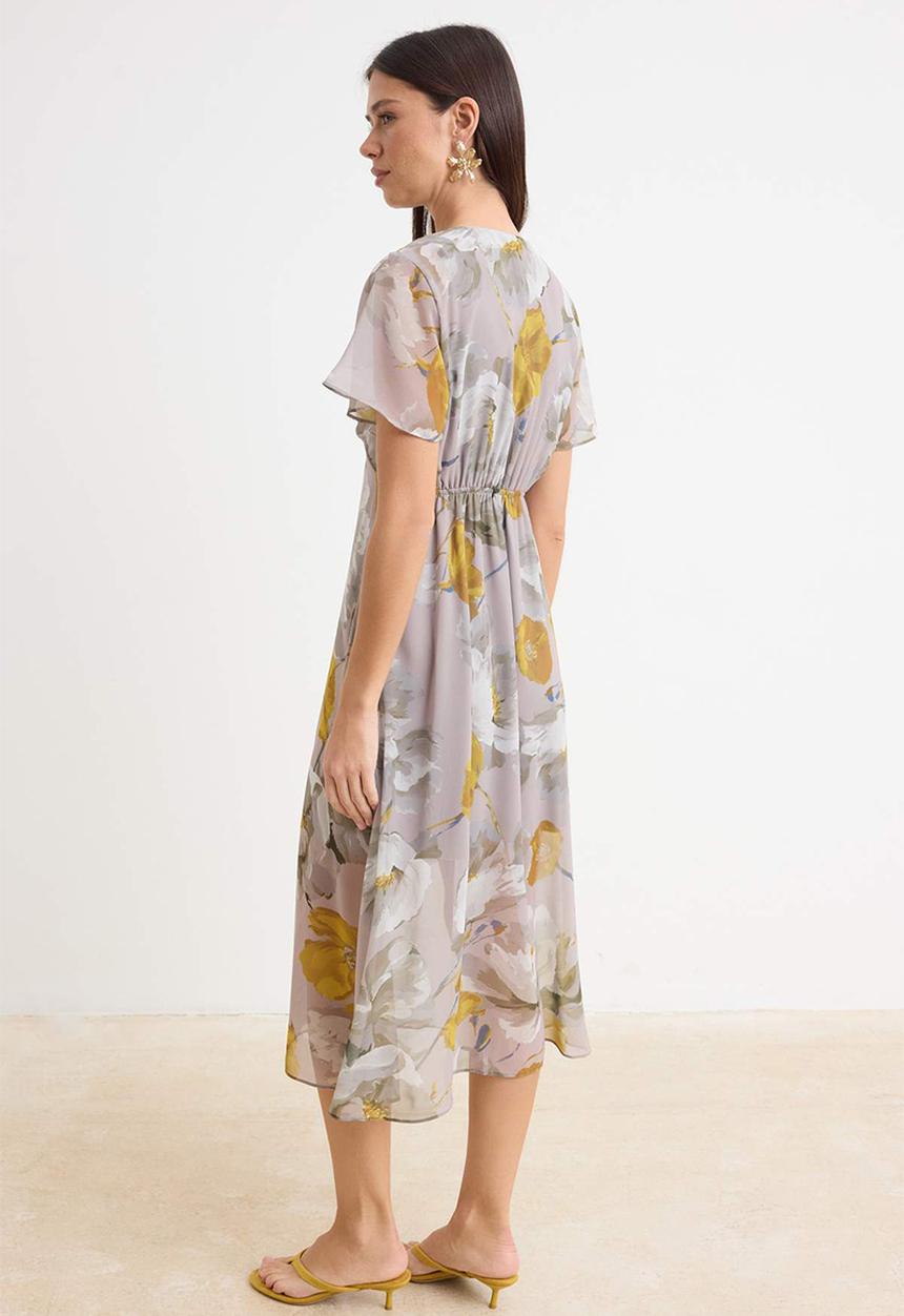 Trendyol - Floral Chiffon Midi Dress - Multicolour