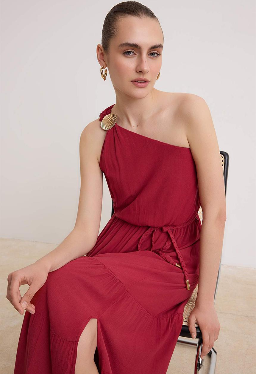 Trendyol - Accessory Detail Maxi Dress - Cherry