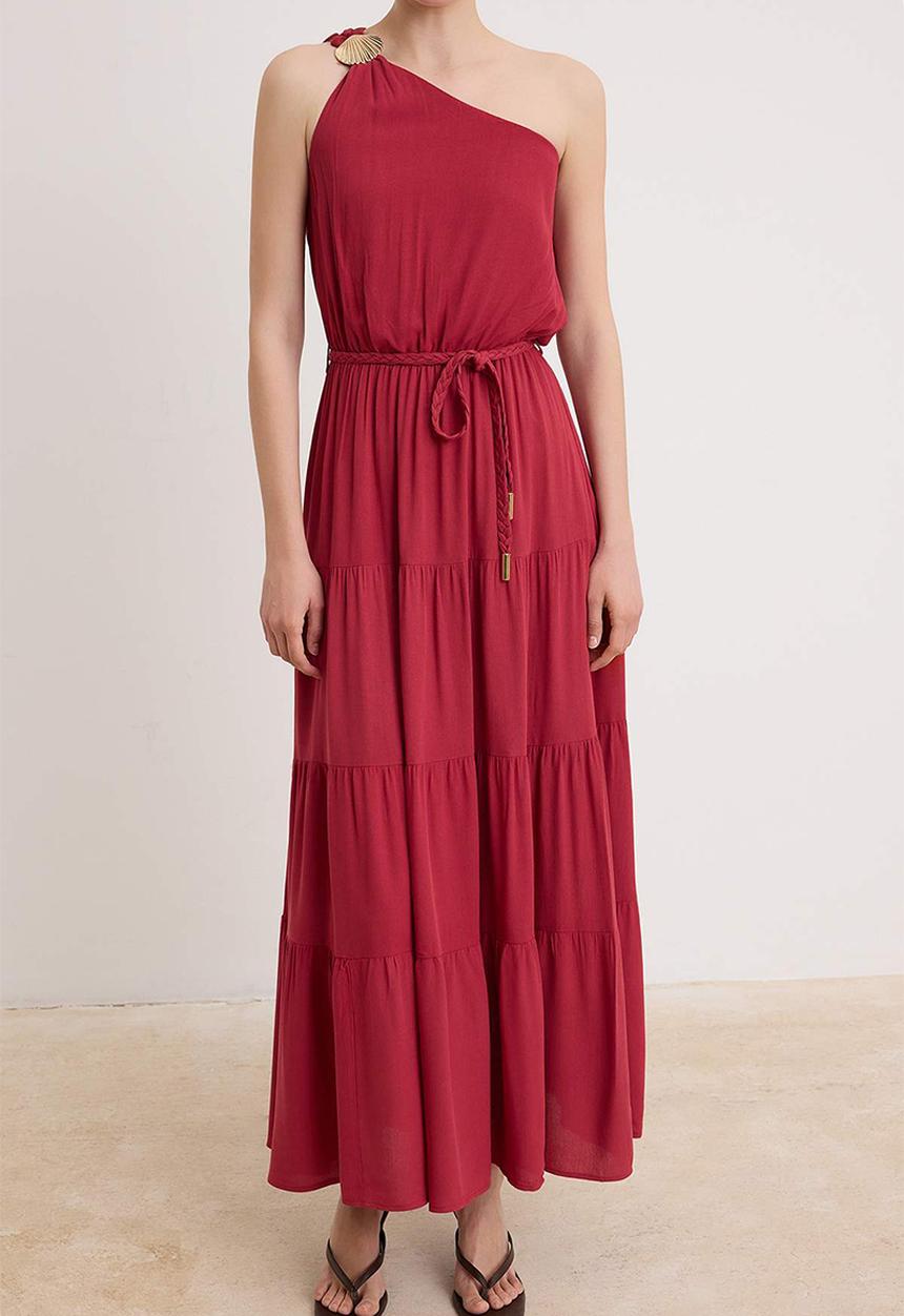 Trendyol - Accessory Detail Maxi Dress - Cherry