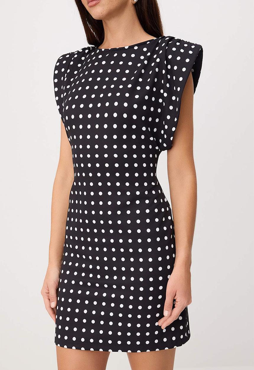Trendyol - Polka Dot Backless Bodycon Mini Dress - Black