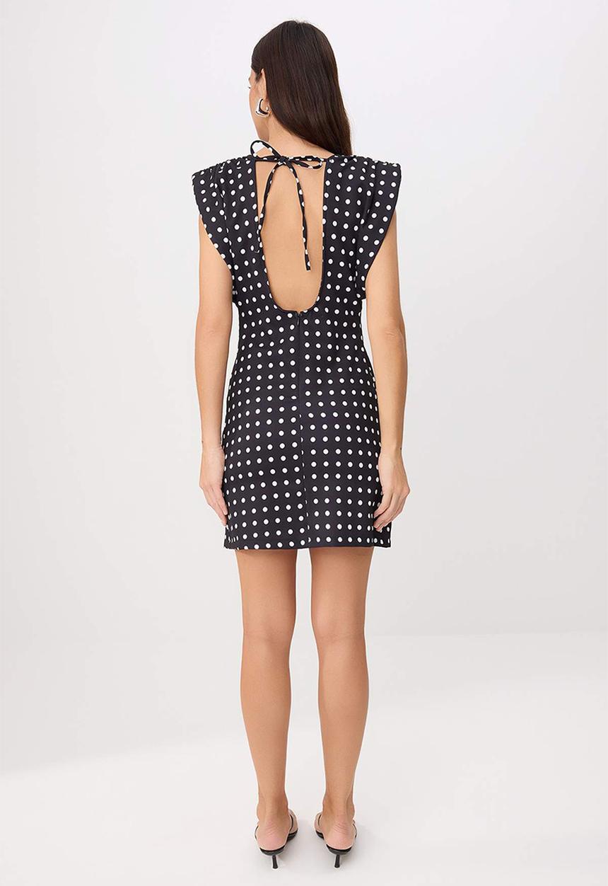 Trendyol - Polka Dot Backless Bodycon Mini Dress - Black