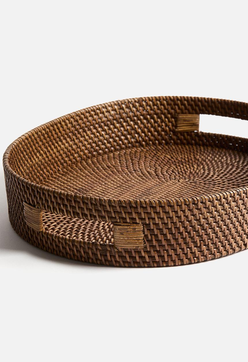 H&M - Oval rattan tray - brown