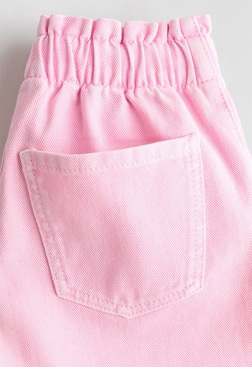 H&M - Loose fit denim shorts - light pink