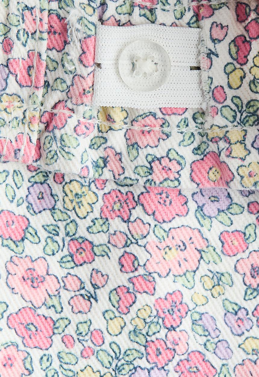 H&M - Loose fit denim shorts - white/floral