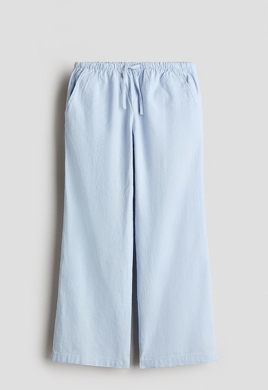 H&M - Linen-blend trousers - light blue
