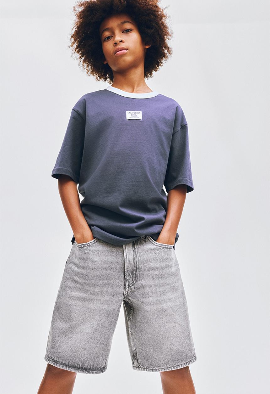 H&M - Loose-fit denim shorts - grey
